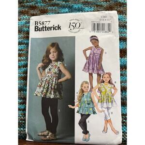 Butterick 5877 toddler girls top tunic dress leggings size 2 3 4 5